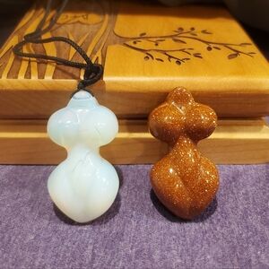 Divine Feminine Opal And Goldstone Goddess Pendants
